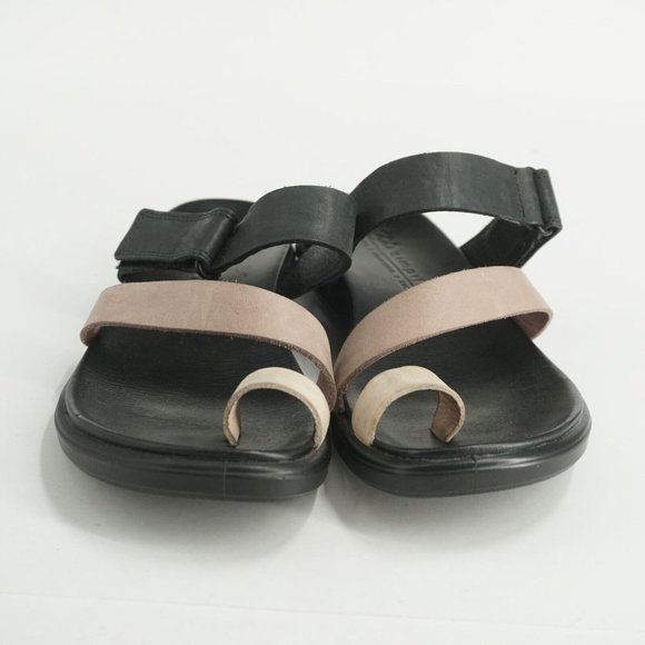 Ecco Womens Simpil Sandals Slides Black Pink Beige Leather Size 37 EU - 6.5 US - Picture 2 of 9